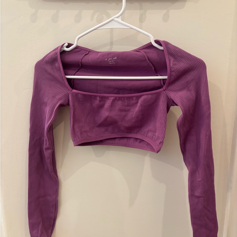 Urban Outfitters Purple Fitted Cropped Long Sleeve